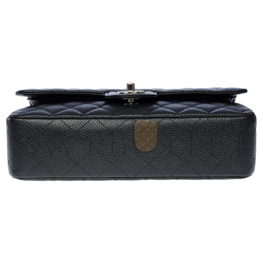 Ch*el master classic flap medium black cowhide caviar silver buckle (25.5*15.5*6.5cm)